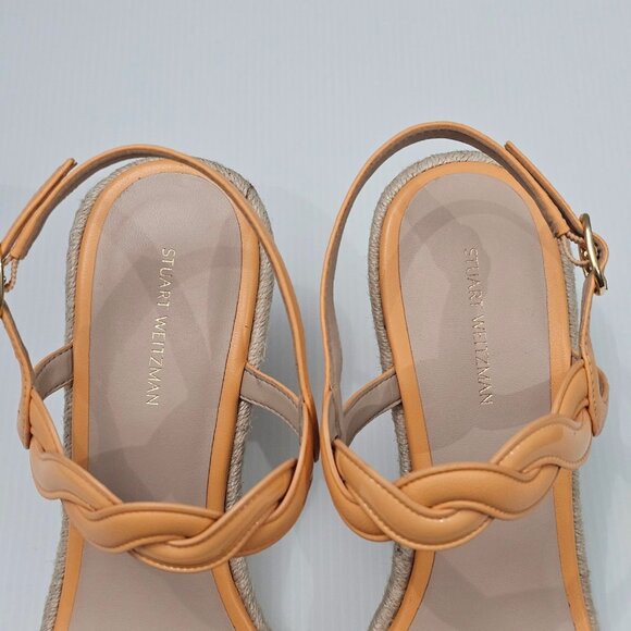 NEW Stuart Weitzman Twist Sandal Size 10 Mango Orange Leather Wedge Espadrille - Picture 8 of 13